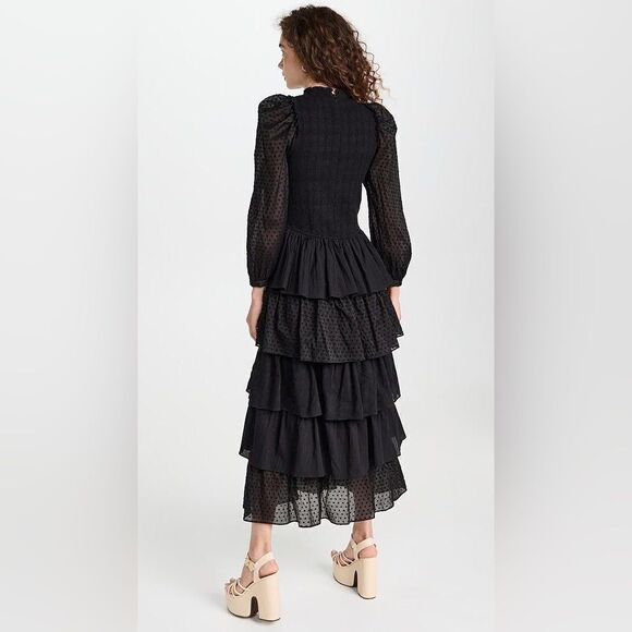 NWT Alix of Bohemia Shelby Noir Ruffle Dress $1,190 - Picture 2 of 3
